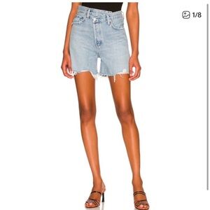 Agolde Criss Cross Denim Shorts in Symbol Size 25